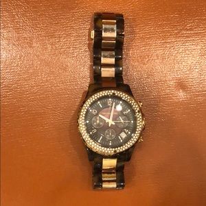 Michael Kors rose gold and tortoise shell watch